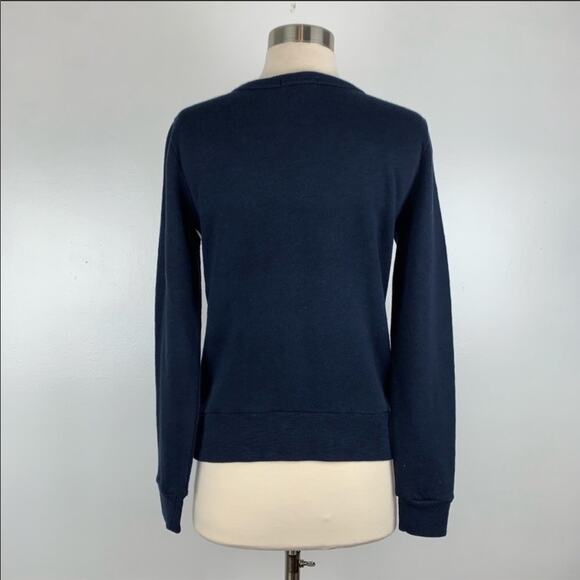 J CREW Navy White Nautical Preppy Striped Crew Neck Zipper Pullover Sweater XS - Picture 8 of 8
